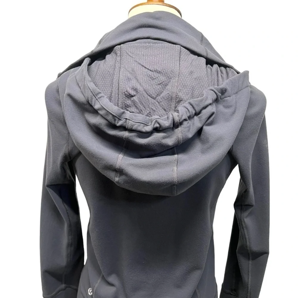 Lululemon Athletica Stride Gray Purple Space Dye Zip Front Hood Athletic Jacket - Picture 7 of 13